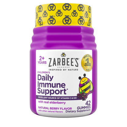 Zarbee’s Kids Elderberry Immune Support Supplement Gummies, Vitamins A C D3 E & Zinc, Elderberry Extract, Gluten & Gelatin Free - Maple Wellness Supplements