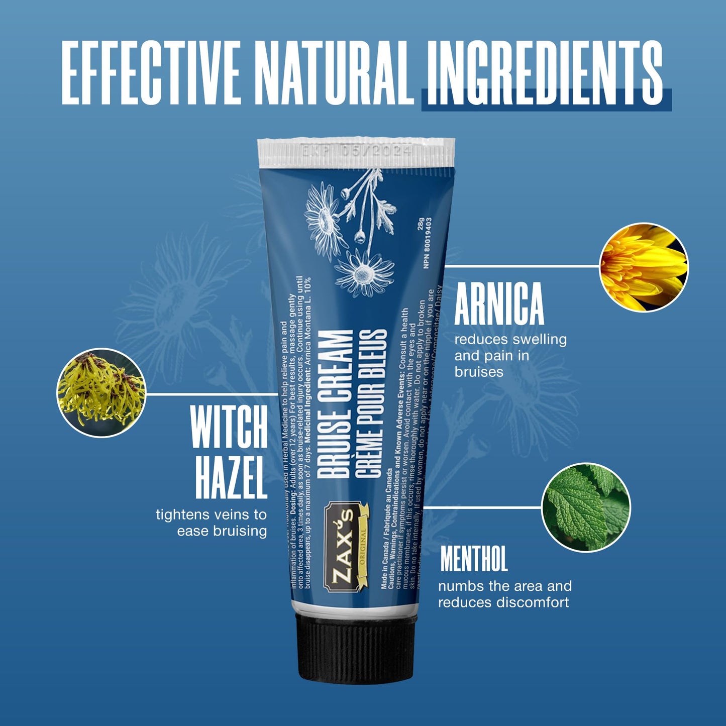 ZAX'S ORIGINAL Bruise Cream - Arnica and Witch Hazel Blend, Gentle on Skin, Plant-Based Ingredients for Skin Care - 28g - Maple Wellness Supplements