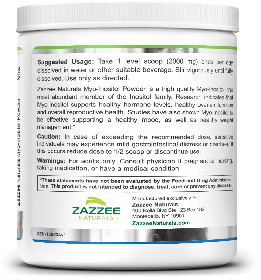 Zazzee Myo-Inositol Powder, 6 Month Supply, 183 Servings, 2000 mg per Serving - Maple Wellness Supplements