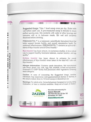 Zazzee PREGNOSITOL Powder, 183 Servings, 6 Month Supply, Premium Myo-Inositol - Maple Wellness Supplements