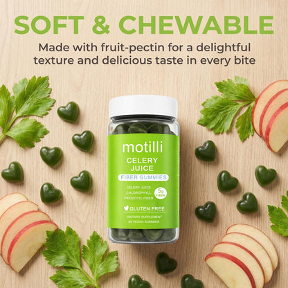 zdiwond Motilli Celery Juice Fiber Gummies, with Prebiotic Fiber and Botanical Ingredients, 60 Count - Maple Wellness Supplements