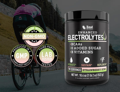 Zeal Electrolyte Powder - 90 Servings | Keto Electrolytes Powder | Zero Sugar, BCAAs, B-Vitamins | Potassium, Zinc, Magnesium - Maple Wellness Supplements
