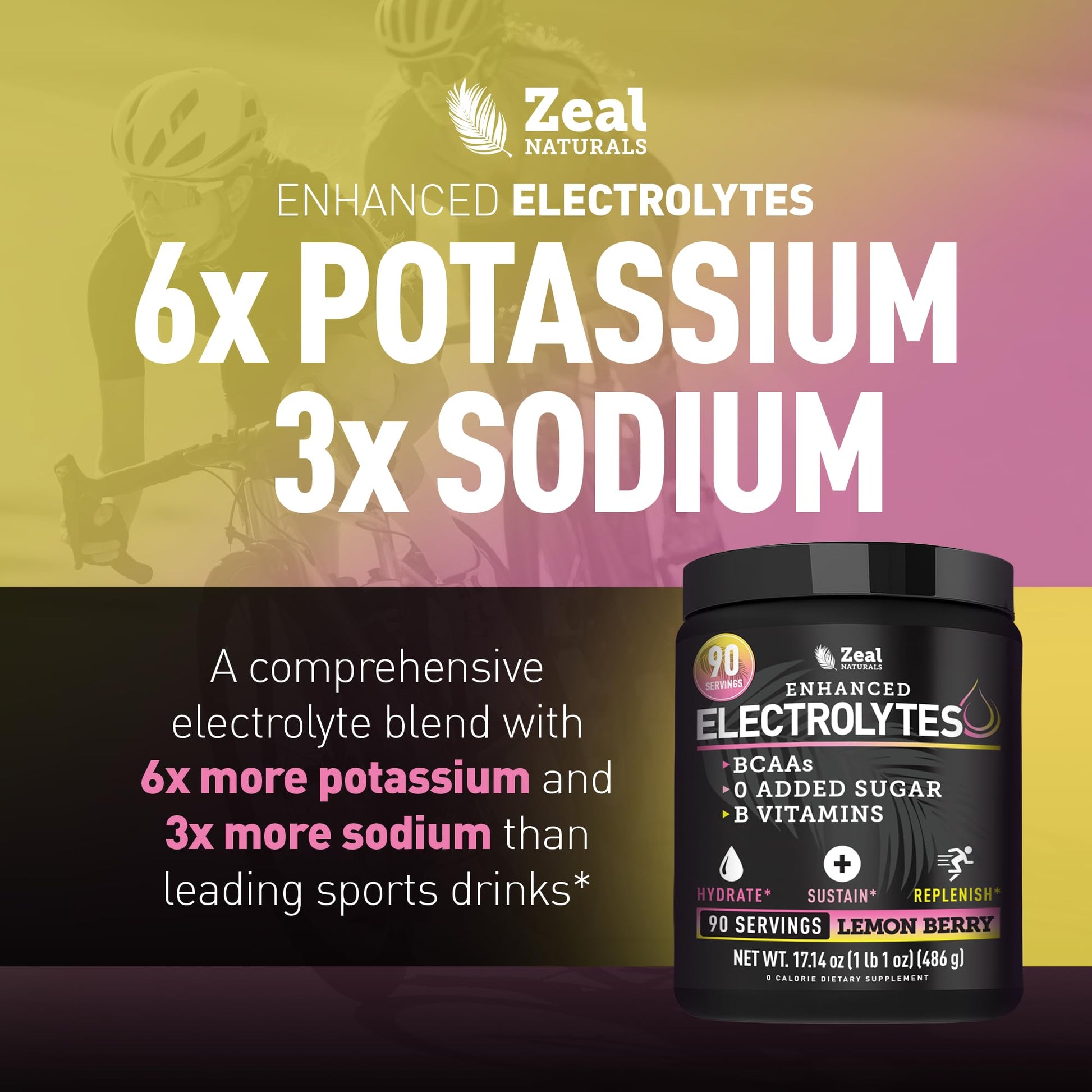 Zeal Electrolyte Powder - 90 Servings | Keto Electrolytes Powder | Zero Sugar, BCAAs, B-Vitamins | Potassium, Zinc, Magnesium - Maple Wellness Supplements