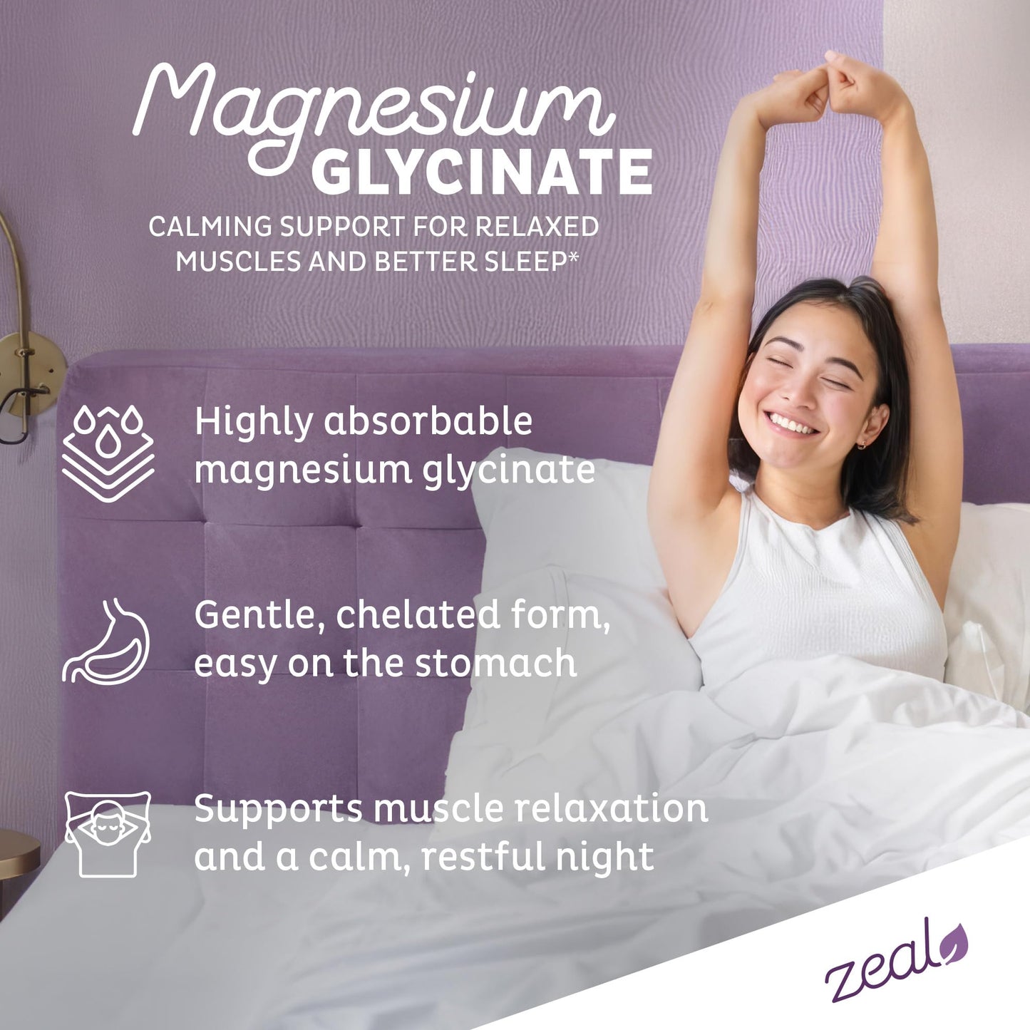 Zeal Naturals Triple Magnesium Complex Supplement - Glycinate, Malate, Citrate | 400mg, 180 Capsules | High Absorption Chelated Magnesium for Sleep, Mood, Muscle Recovery, Relaxation - Maple Wellness Supplements