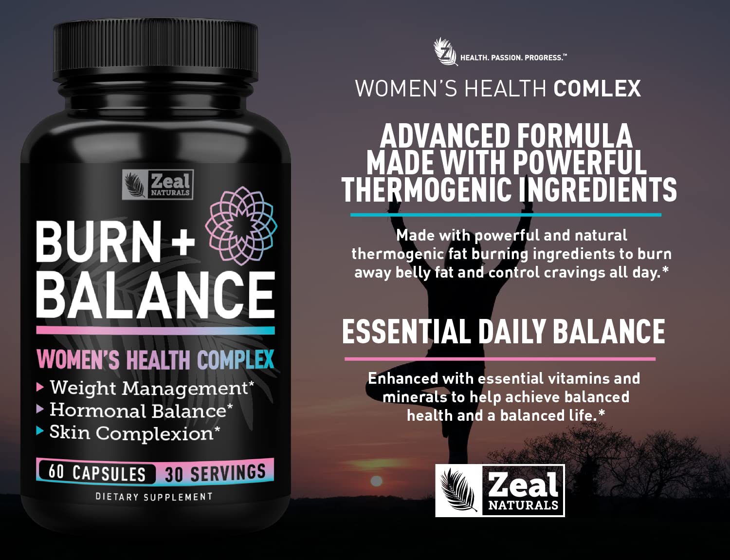 Zeal Naturals Weight Loss Support for Women + Daily Balance Vitamins (Iron, Vitamin D, Setria®, Folate) Premium Diet Support Pills for Women+ Multivitamin and Hormone Support - Maple Wellness Supplements
