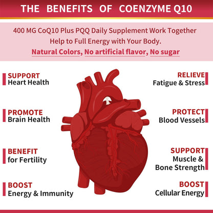 ZEBORA CoQ10-400mg-Softgels with PQQ, BioPerine & Omega-3, Coenzyme Q10(Ubiquinone) Supplement for High-Absorption, Powerful-Antioxidant - Maple Wellness Supplements