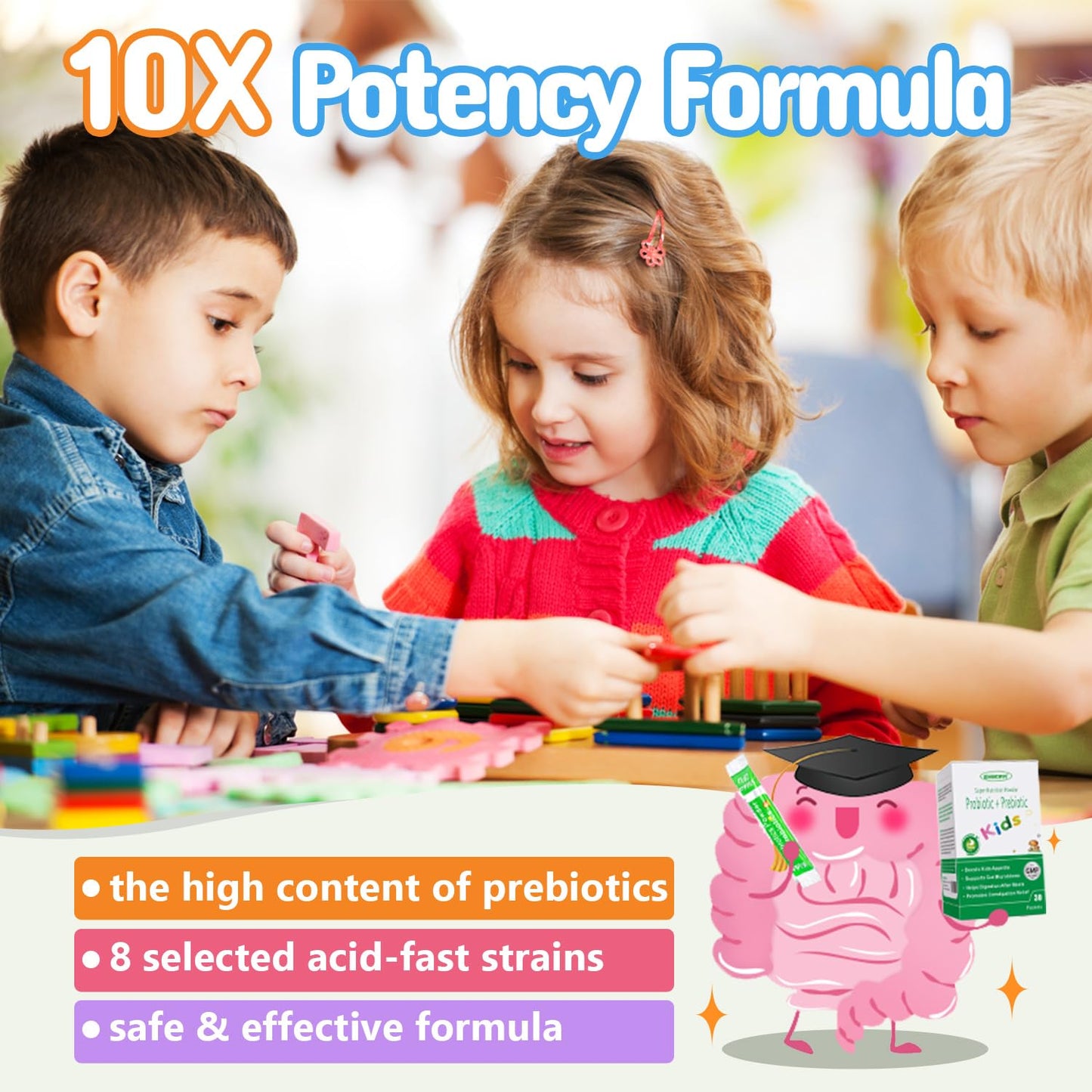 ZEBORA Kids Probiotic & Prebiotics Powder Age 3+ Support Children's Digestive & Immune System with Natural Source, Promotes Constipation Relief, Non-GMO - Maple Wellness Supplements