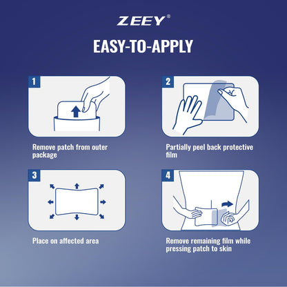 ZEEY 5% Menthol Overnight Pain Relief Patches, French Lavender Oil Pain Patch for Back, Knee, Neck, Shoulders, Joints, Muscle Soreness, Fast Acting, Topical Analgesic, Gel Patch, 3.94" x 2.76", 5Ct - Maple Wellness Supplements