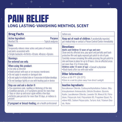 ZEEY 5% Menthol Overnight Pain Relief Patches, French Lavender Oil Pain Patch for Back, Knee, Neck, Shoulders, Joints, Muscle Soreness, Fast Acting, Topical Analgesic, Gel Patch, 3.94" x 2.76", 5Ct - Maple Wellness Supplements