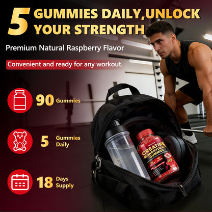 ZELKORE Creatine Monohydrate Gummies 6000mg for Men & Women, Sugar Free Creatine Gummy for Pre & Post Workout, High Absorption Supplement with BCAA, Support Boost Strength, - Maple Wellness Supplements