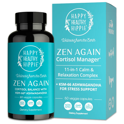 Zen Again Cortisol Manager with Ashwagandha KSM-66® | Cortisol Supplements for Women | 11-in-1 Complex | Natural Stress Support Supplement with L-Theanine, Rhodiola & Magnesium | Vegan, 60 Ct - Maple Wellness Supplements