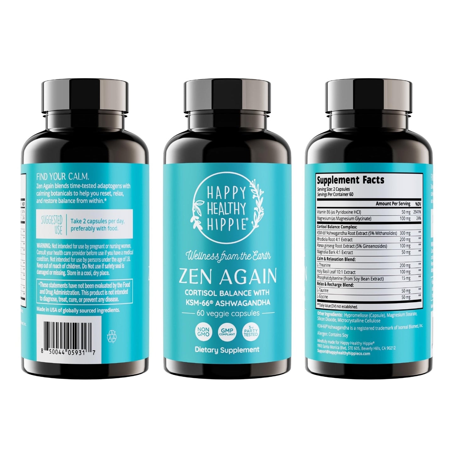 Zen Again Cortisol Manager with Ashwagandha KSM-66® | Cortisol Supplements for Women | 11-in-1 Complex | Natural Stress Support Supplement with L-Theanine, Rhodiola & Magnesium | Vegan, 60 Ct - Maple Wellness Supplements