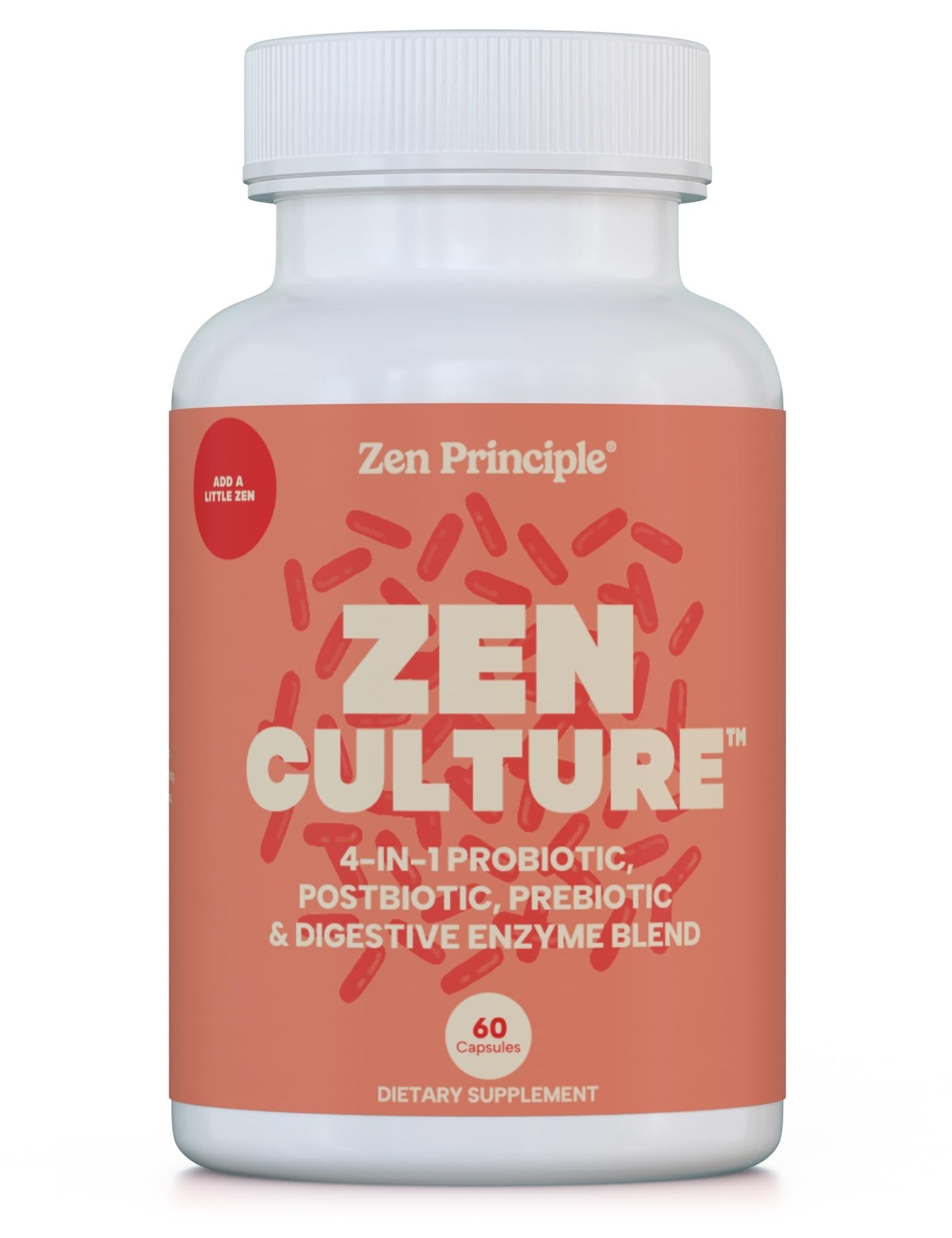 Zen Principle Zenculture™ – 4-in-1 Synbiotic Supplement (Probiotic + Prebiotic + Postbiotic + Digestive Enzymes) with CoreBiome®. Anti Bloating - Maple Wellness Supplements