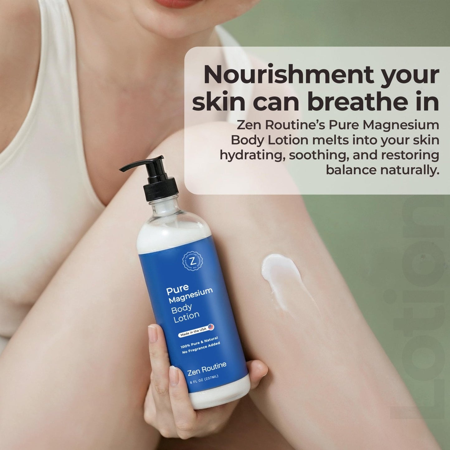 Zen Routine Magnesium Lotion for Sleep, Leg Cramps & Muscle Soreness with Shea Butter | Award-Winning Cream For Sleep – Safe for Kids – Unscented, Non-Greasy, Ultra Soothing – Made in USA - Maple Wellness Supplements