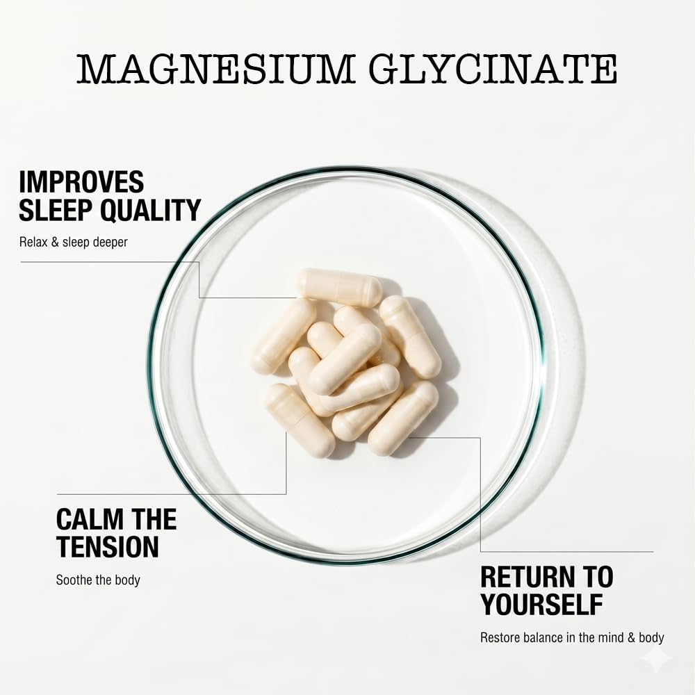 Zenium - Magnesium Glycinate for Sleep, Chelated, 600mg per Serving, 120 Capsules | High Absorption | Relieve Tension, Worry, Nervousness | Calm The Mind & Body | Ayurvedic | Natural Relief Supplement - Maple Wellness Supplements