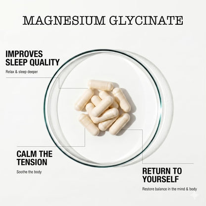 Zenium - Magnesium Glycinate for Sleep, Chelated, 600mg per Serving, 120 Capsules | High Absorption | Relieve Tension, Worry, Nervousness | Calm The Mind & Body | Ayurvedic | Natural Relief Supplement - Maple Wellness Supplements