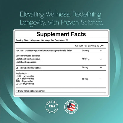 Zenos Health VZen Vaginal Probiotics for Women – Probiotics and Prebiotics for Digestive Health & Bloating Relief for Women – Improve Gut Health, Urinary Tract & Daily Wellness - Made in USA, 30 Caps - Maple Wellness Supplements