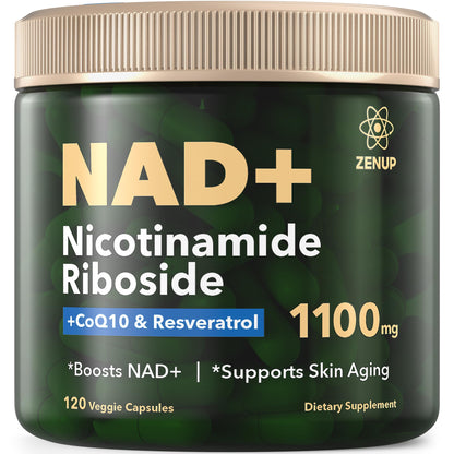 ZenUP NAD+ Supplement | 1100mg Liposomal Nicotinamide Riboside with Resveratrol & Quercetin | Anti-Aging, Cellular Energy, Mental Focus | 120 Caps - Maple Wellness Supplements