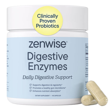 Zenwise Health Digestive Enzymes with Bromelain & Papaya - Multi Enzymes Digestion Supplement with Probiotics & Prebiotics for Gut Health, Gas & Bloating Relief - Maple Wellness Supplements
