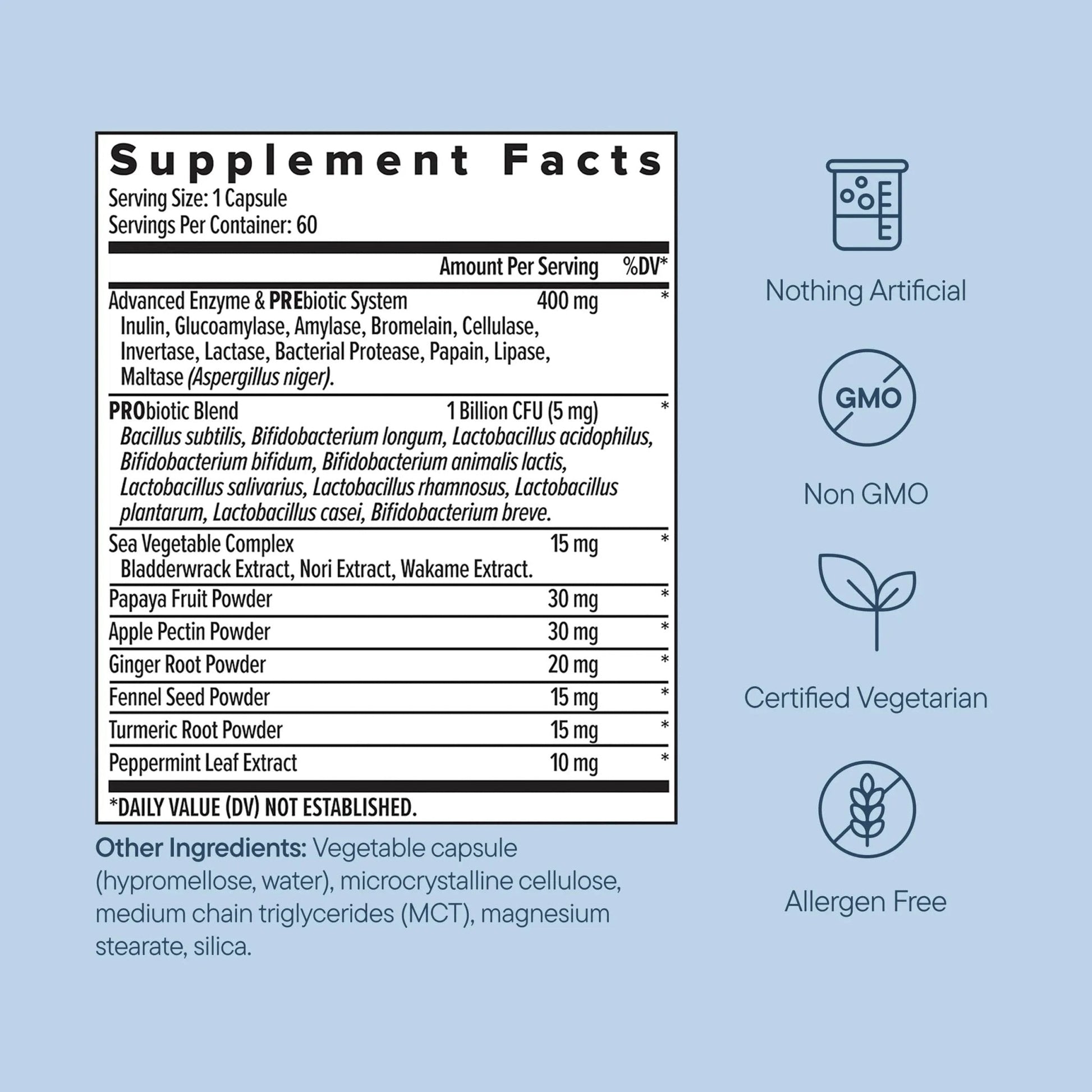 Zenwise Health Digestive Enzymes with Bromelain & Papaya - Multi Enzymes Digestion Supplement with Probiotics & Prebiotics for Gut Health, Gas & Bloating Relief - Men & Women - 60 Vegetarian Capsules - Maple Wellness Supplements