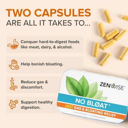 Zenwise Health No Bloat Probiotics for Women and Men Digestive Health with Ginger, Dandelion, and Lactase, Digestive Enzymes for Gas and Bloating Relief - Vegan Water Retention Pills - 14 CT - Maple Wellness Supplements