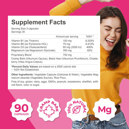 ZENZSUAL Menstrual Zen Natural and Hormone-Free Supplement – Support for Menstrual Cramps, Mood Swings and Period Pain – Diuretic Effect (90 Capsules / 2.7 Oz) - Maple Wellness Supplements