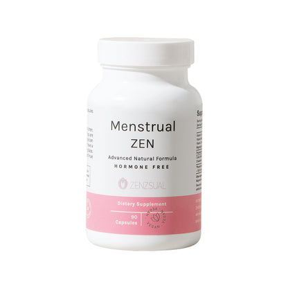 ZENZSUAL Menstrual Zen Natural and Hormone-Free Supplement – Support for Menstrual Cramps, Mood Swings and Period Pain – Diuretic Effect (90 Capsules / 2.7 Oz) - Maple Wellness Supplements