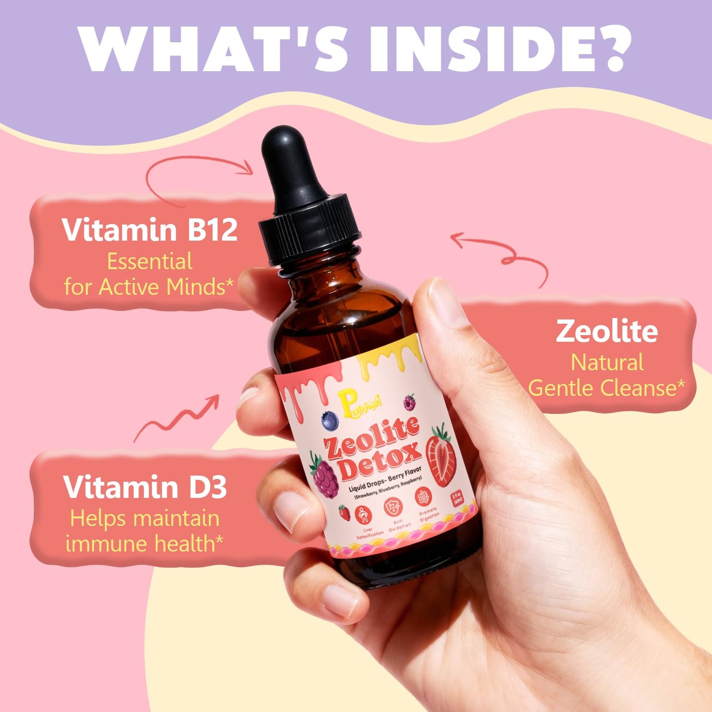 Zeolite Detox Drops for Kids & Kidney Cleanse Drops for Adults - Liquid Supplement Duo with Vitamins C B12 D3, Cranberry, Chanca Piedra, Milk Thistle & Herbal Blend - Mixed Berry & Cranberry Flavor, 6 - Maple Wellness Supplements