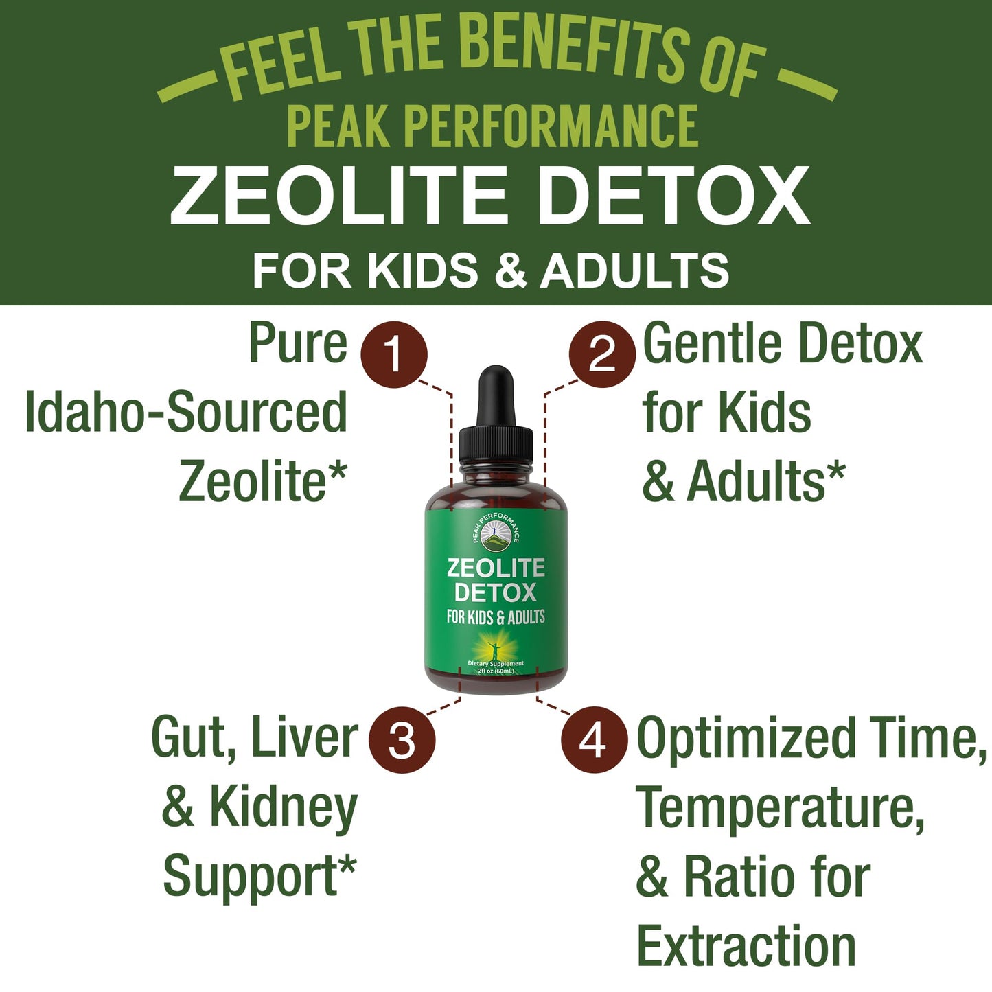 Zeolite Detox for Kids & Adults with Cilantro. Volcanic Mineral from Idaho USA. Zeolite Clinoptilolite Liquid Drops Gentle Cleanse Supplement with Vitamins B12 & D. Support Focus, Energy, Gut, Speech - Maple Wellness Supplements
