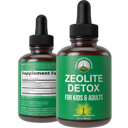 Zeolite Detox for Kids & Adults with Cilantro. Volcanic Mineral from Idaho USA. Zeolite Clinoptilolite Liquid Drops Gentle Cleanse Supplement with Vitamins B12 & D. Support Focus, Energy, Gut, Speech - Maple Wellness Supplements
