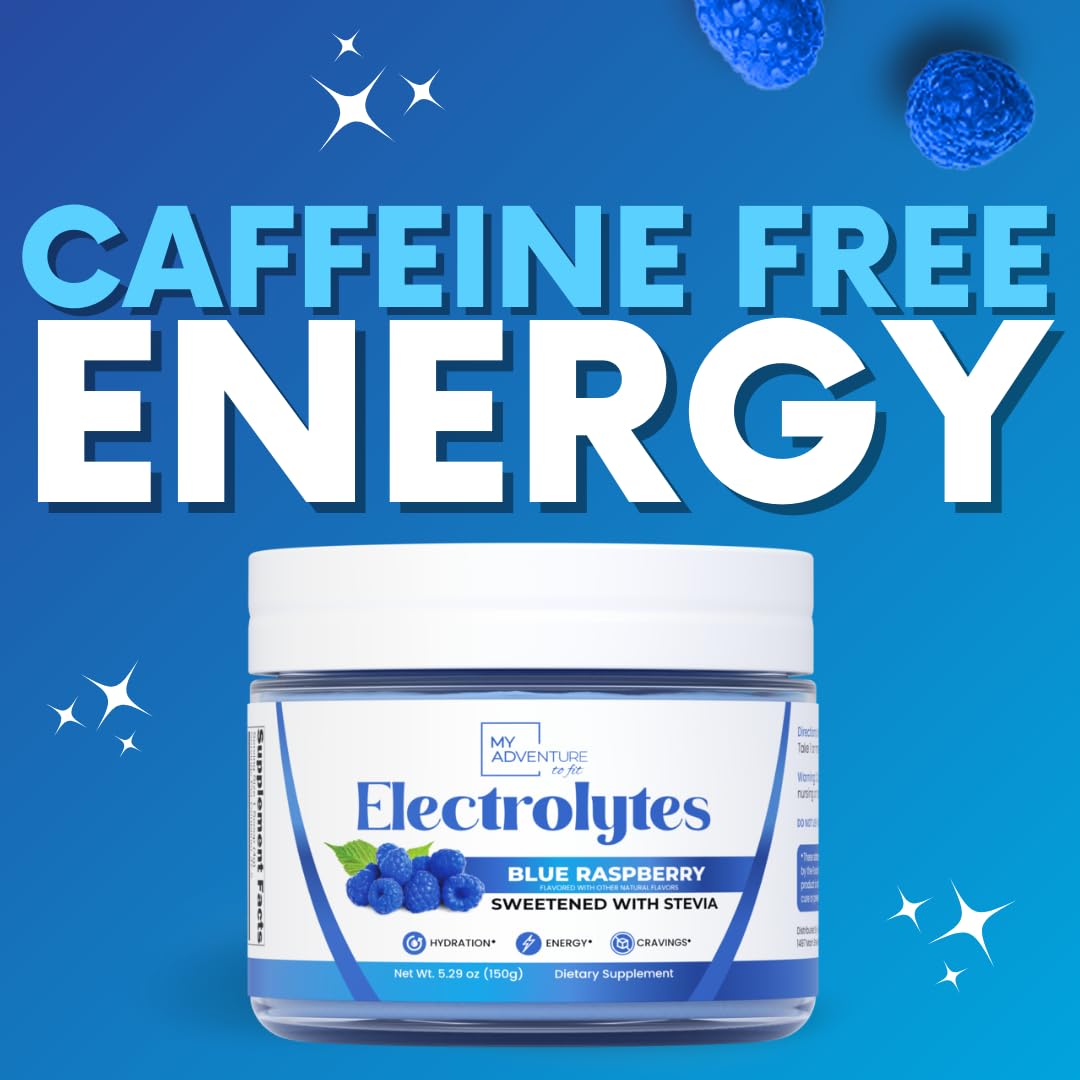 Zero Sugar - Blue Raspberry Electrolytes Powder - Refreshing Hydration - Caffeine Free Energy - All Natural Ingredients - Vegan, Keto and Paleo - Sugar Free Electrolyte Powder Drink Mix - 37 Servings - Maple Wellness Supplements