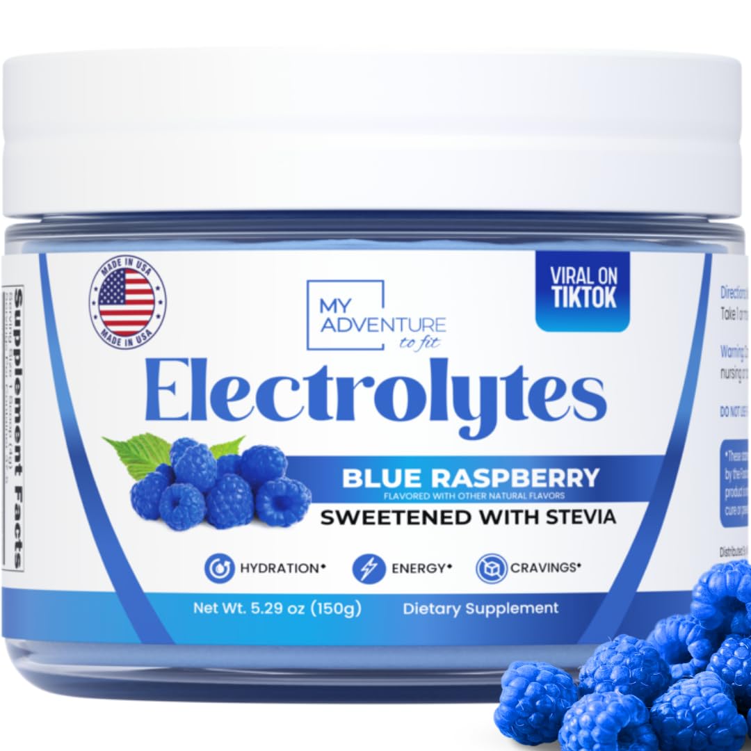 Zero Sugar - Blue Raspberry Electrolytes Powder - Refreshing Hydration - Caffeine Free Energy - All Natural Ingredients - Vegan, Keto and Paleo - Sugar Free Electrolyte Powder Drink Mix - 37 Servings - Maple Wellness Supplements