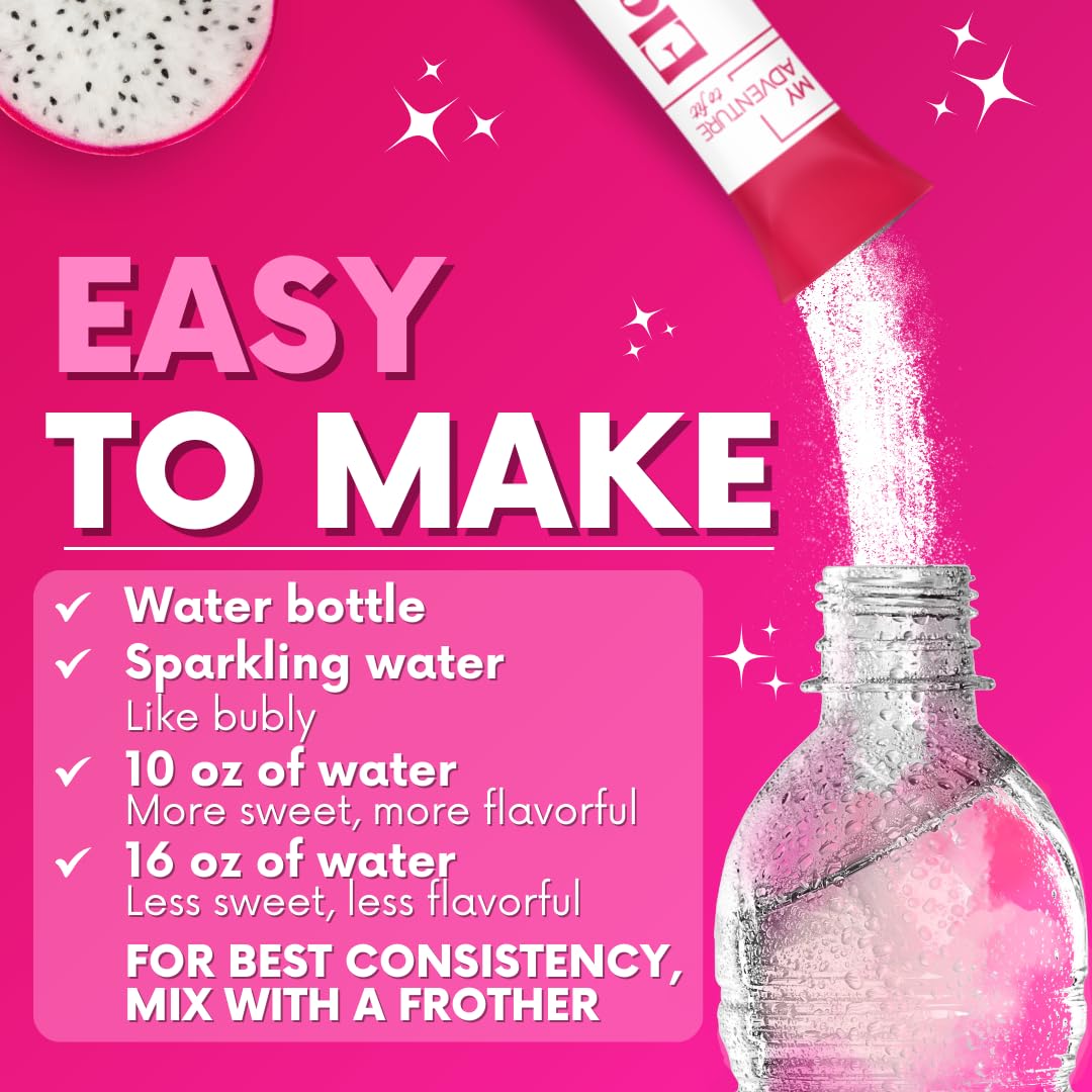 Zero Sugar Dragon Fruit Electrolytes Sticks - Refreshing Hydration - Caffeine Free Energy with Natural Ingredients - Vegan, Keto & Paleo - Maple Wellness Supplements