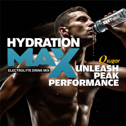 ZestLytes 40 Sticks Sport Hydration Sugar Free Electrolyte Packets, High Sodium Low Calorie Electrolyte Powder Drink Mix, Liquid Daily IV Flavors - Maple Wellness Supplements