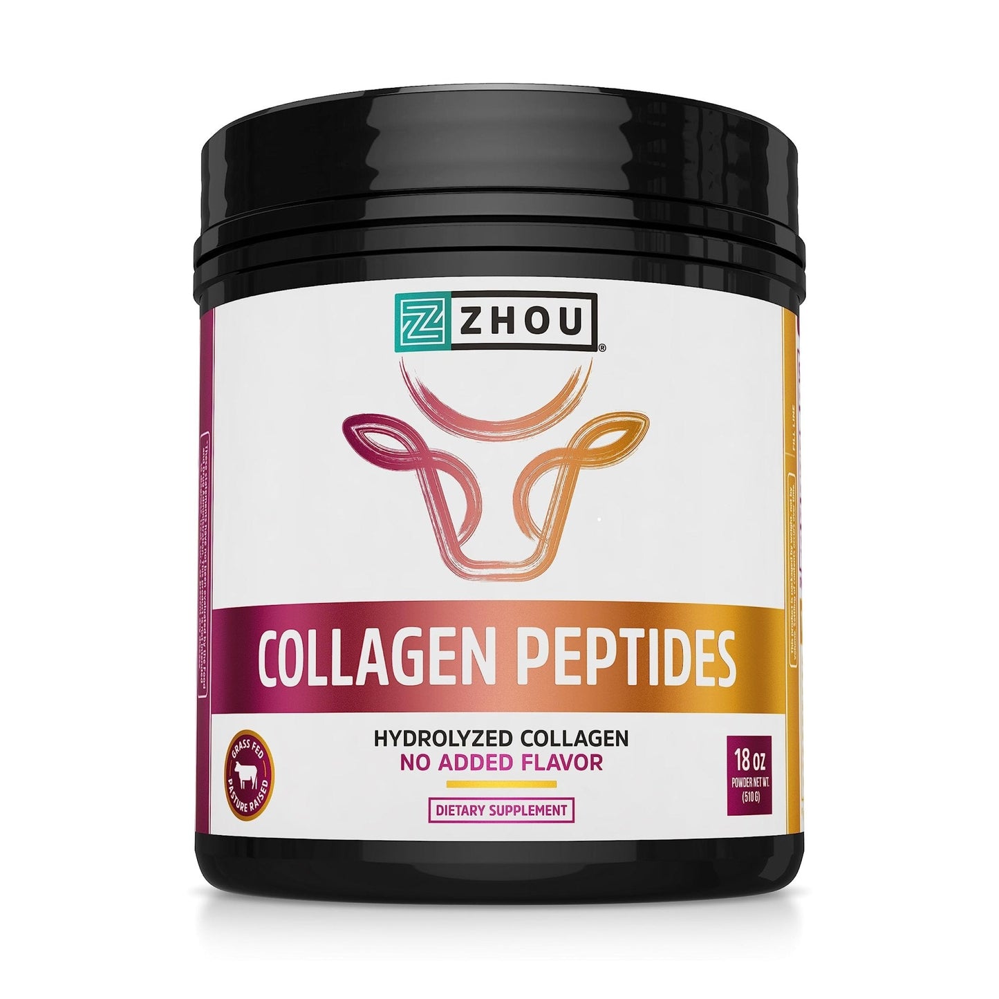 Zhou Collagen Peptides Hydrolyzed Protein Powder – Grass Fed, Pasture Raised, Unflavored - Maple Wellness Supplements