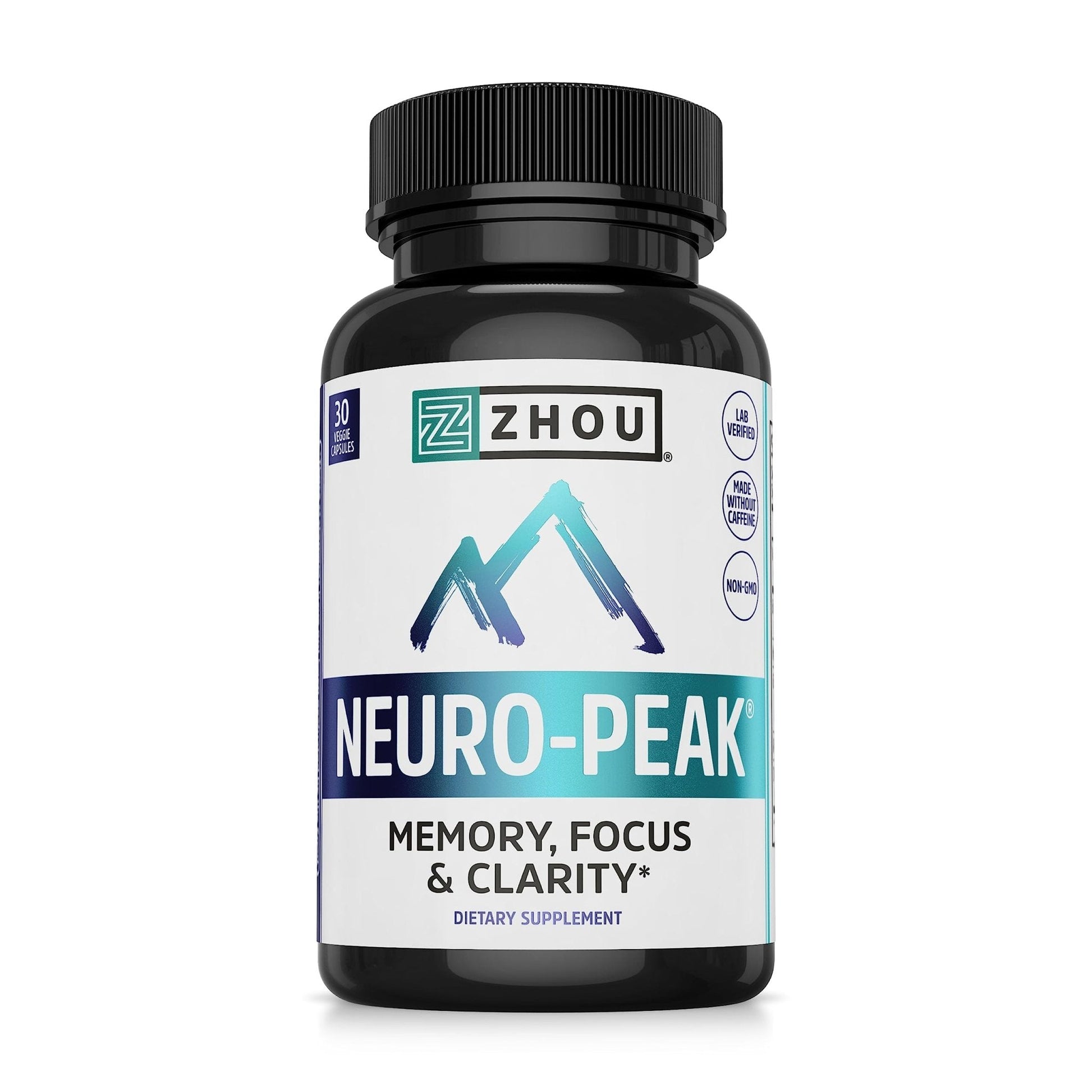 Zhou Neuro-Peak - Brain Supplements for Memory and Focus, Nootropic for Men & Women, Brain Support Pill for Adults, Brain Vitamins - 30 Veggie Capsules (Pack of 1) - Maple Wellness Supplements