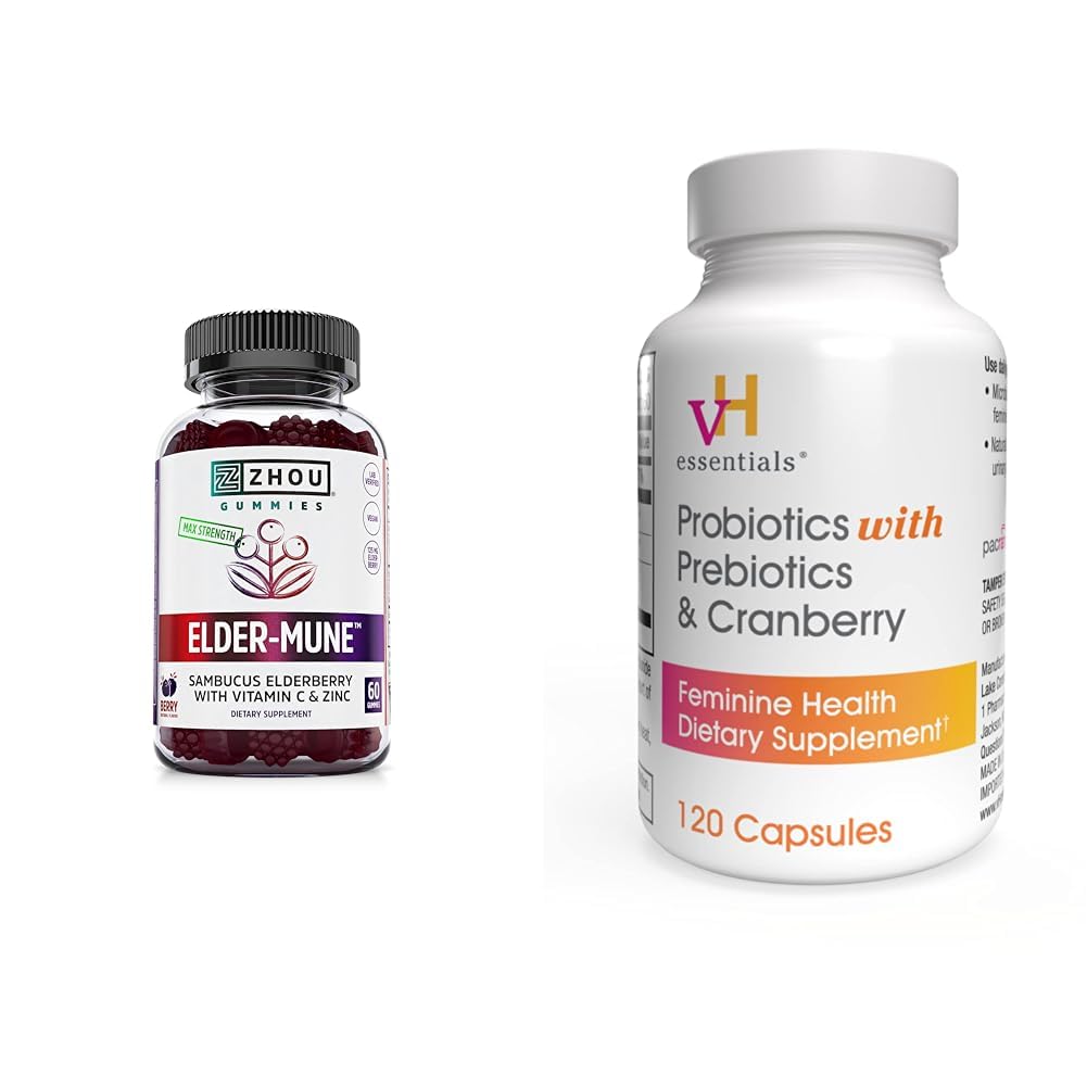 Zhou Nutrition Elder-Mune Sambucus Elderberry Gummies with Zinc and Vitamin C & vH - Maple Wellness Supplements