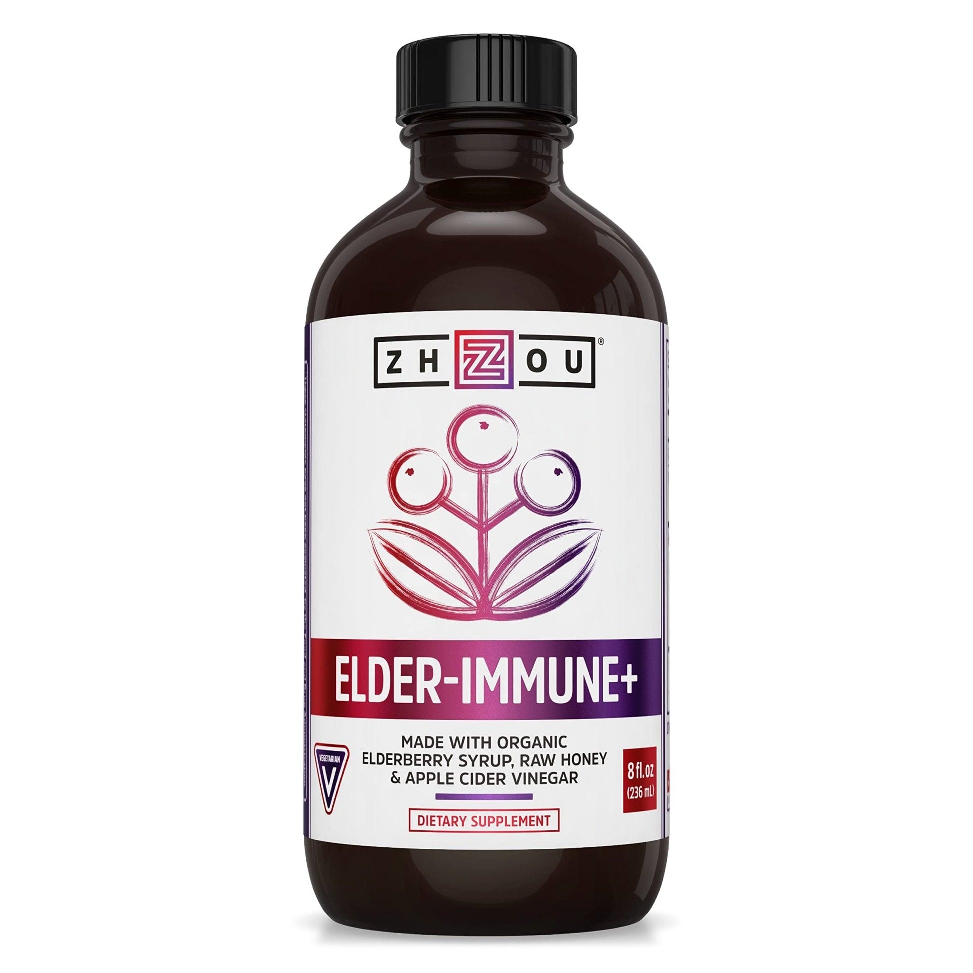Zhou Nutrition Elderberry Syrup, Immune System Booster with Organic Elderberry Syrup - Maple Wellness Supplements