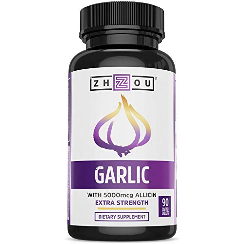 Zhou Nutrition Garlic Supplement With Allicin, Extra Strength 5000mcg Allicin Per Serving - Maple Wellness Supplements