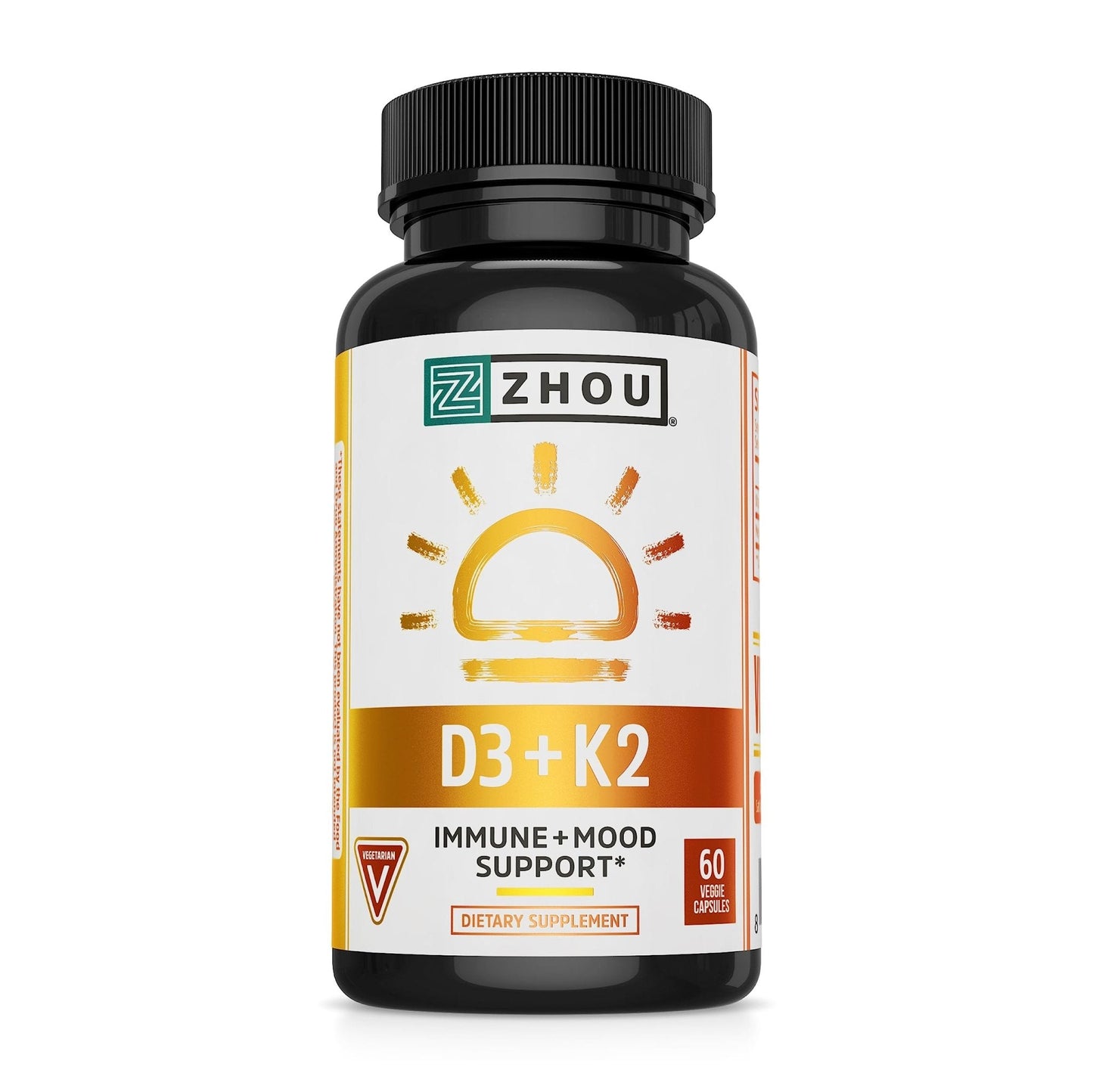 Zhou Nutrition Vitamin D3 K2, Bone and Heart Health Formula 5000 IU Vitamin D3 & 90 mcg - Maple Wellness Supplements