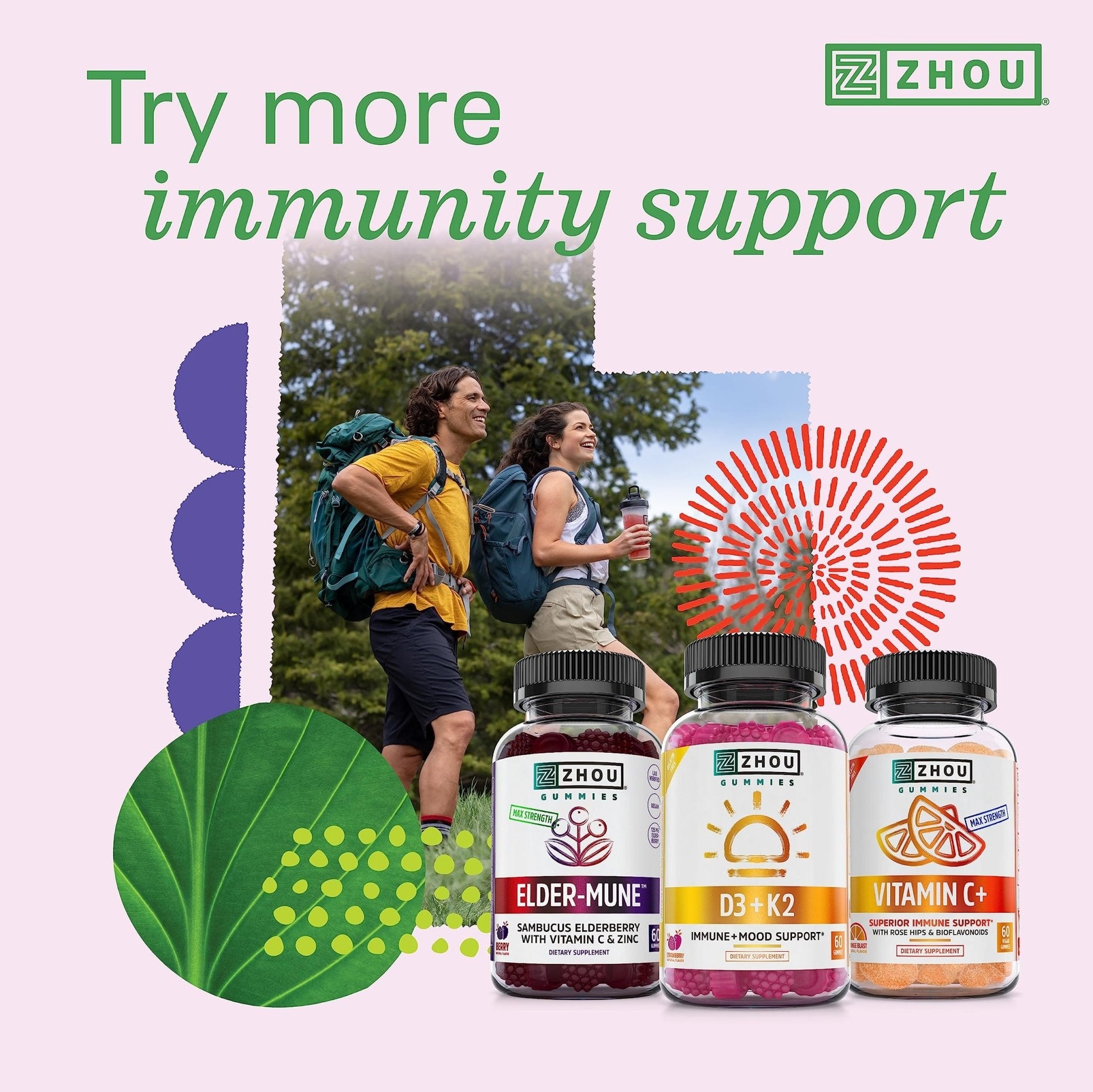 Zhou Nutrition Vitamin D3 K2, Bone and Heart Health Formula 5000 IU Vitamin D3 & 90 mcg - Maple Wellness Supplements