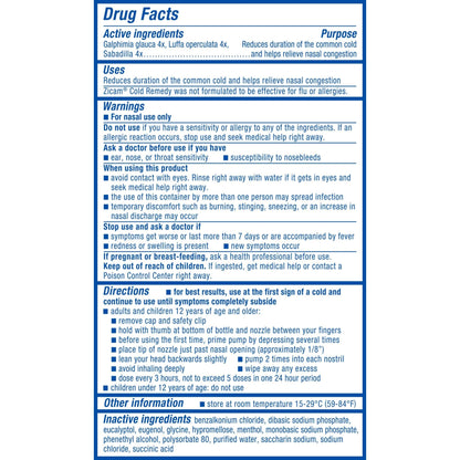 Zicam Cold Remedy No-Drip Nasal Spray with Cooling Menthol & Eucalyptus, Homeopathic, Zinc-Free, Pre-Cold Medicine, Shortens Cold Duration, 0.5 Ounce - Maple Wellness Supplements