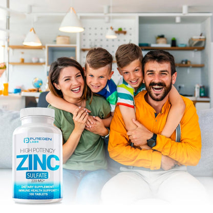 Zinc 220mg [High Potency] Supplement – Zinc Sulfate for Immune Support System 100 Tablets - Maple Wellness Supplements