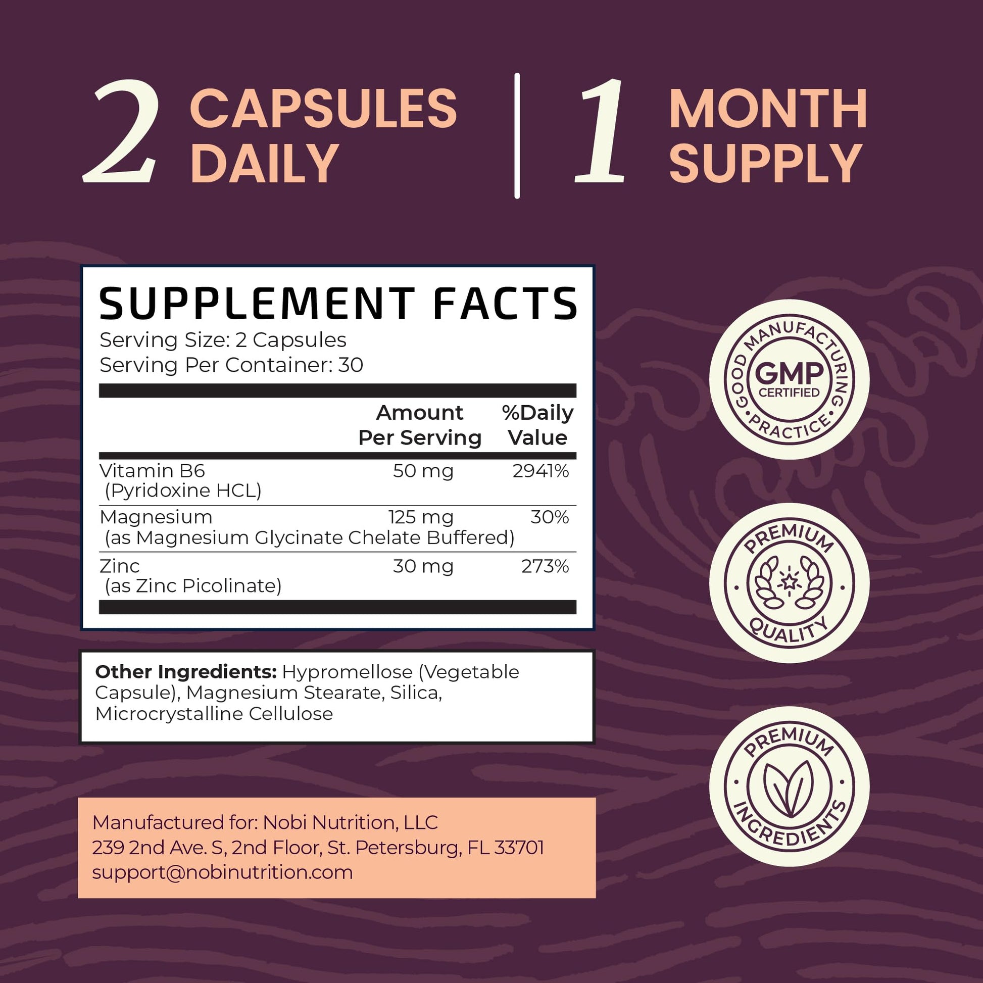 Zinc and Magnesium Supplement with Vitamin B6 | Women’s Hormone Balance, Menstrual Cycle & Immune Support | High Absorption Chelated Magnesium Glycinate with Zinc Picolinate and VIT B6 | 60 Ct - Maple Wellness Supplements