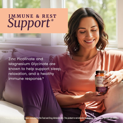 Zinc and Magnesium Supplement with Vitamin B6 | Women’s Hormone Balance, Menstrual Cycle & Immune Support | High Absorption Chelated Magnesium Glycinate with Zinc Picolinate and VIT B6 | 60 Ct - Maple Wellness Supplements