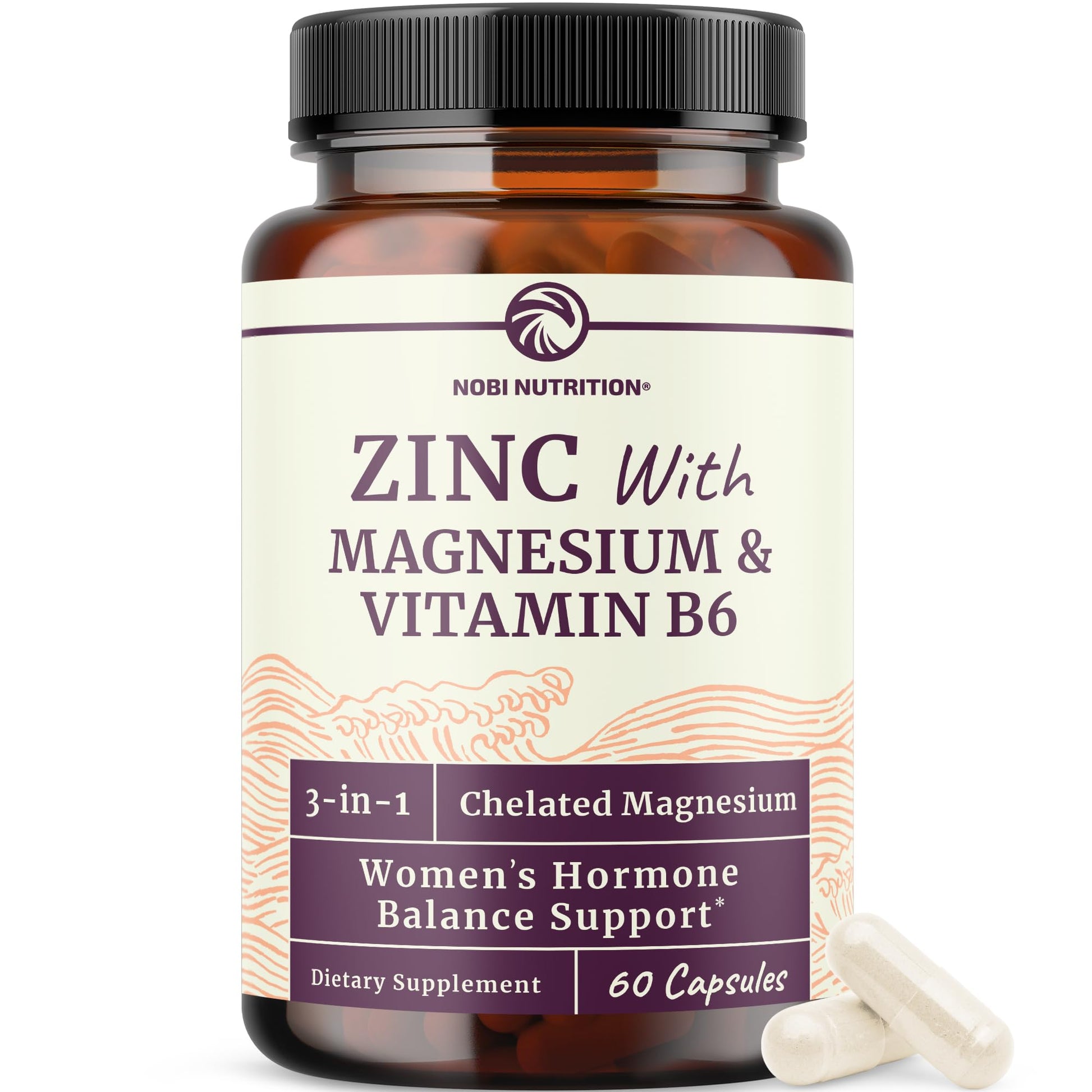 Zinc and Magnesium Supplement with Vitamin B6 | Women’s Hormone Balance, Menstrual Cycle & Immune Support | High Absorption Chelated Magnesium Glycinate with Zinc Picolinate and VIT B6 | 60 Ct - Maple Wellness Supplements