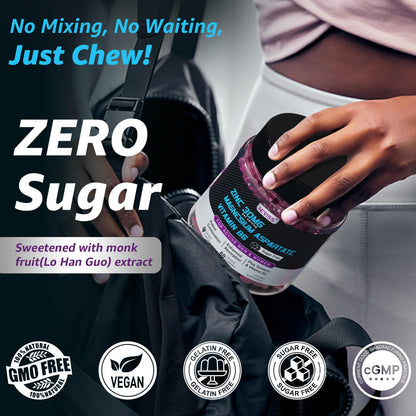 Zinc and Magnesium Supplement, Zinc Magnesium Aspartate Post Workout Gummies for Men Women, with Vitamin B6, B12, D3, Turmeric for Nighttime Recovery, Reduce Fatigue - Maple Wellness Supplements