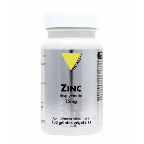 Zinc Bisglycinate 15 mg 100 gélules VIT'ALL+ - Maple Wellness Supplements