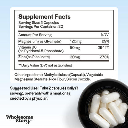 Zinc Picolinate, Magnesium Glycinate Supplements with P5P Vitamin B6 | Magnesium and Zinc Vitamin | Reproductive & Fertility Health, Hormone Balance, Immune System Support | 30 Day Supply - Maple Wellness Supplements