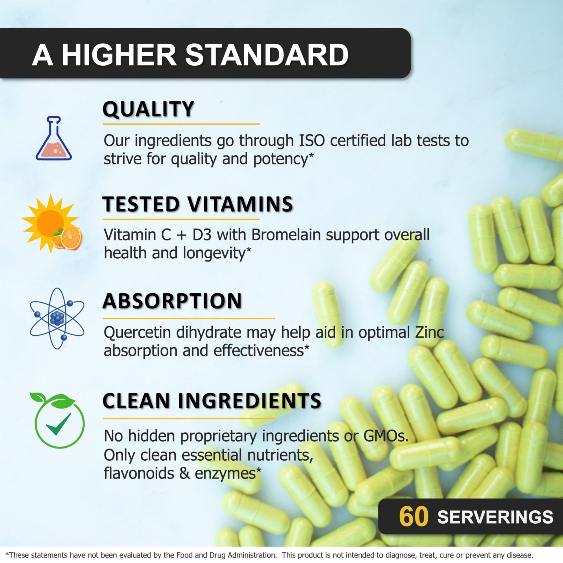 Zinc Quercetin 500mg with Vitamin C Vitamin D3 Bromelain Immune Support High Potency Quercetin Zinc Supplement ZQV by SPARTIS (Pack of 1 Bottle at 120-Caps) - Maple Wellness Supplements